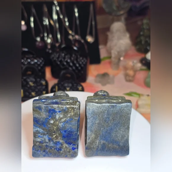 Lapis lazuli Crystal Chinese Foo Dog Carving Set - Picture 6 of 11